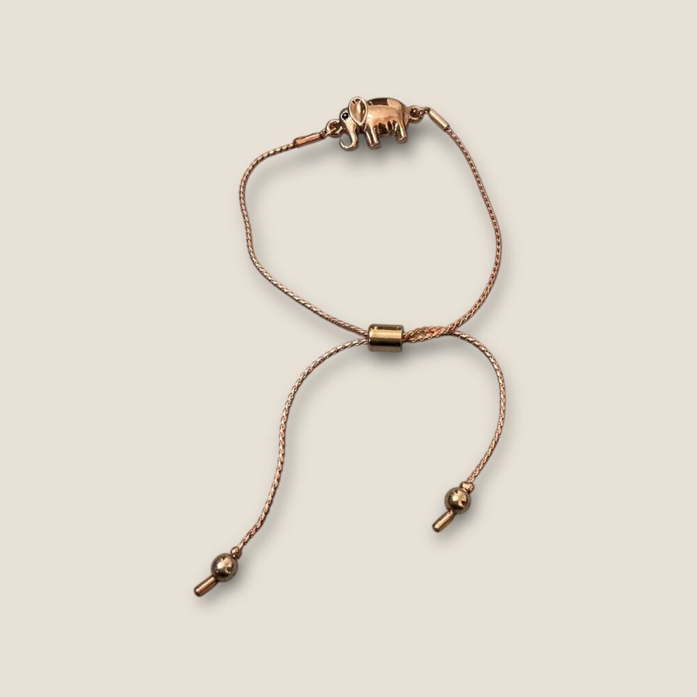 Adjustable Rose Gold Elephant Slider Bracelet 9" Womens Jewelry